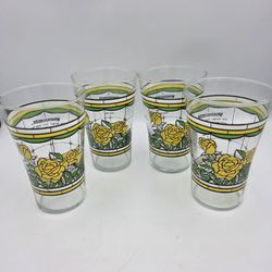Vtg Whataburger Yellow Rose of Texas 150th Anniv. 16oz Glasses Collectable 4Pc.