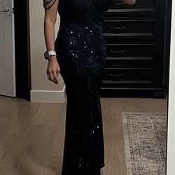 Navy Blue Sequin Dress