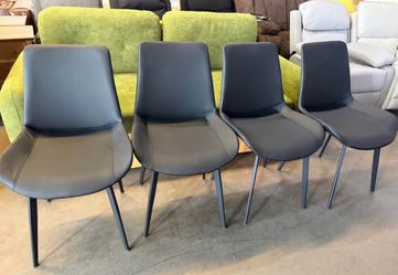 Dining Chairs Set of 4, Mid Century Modern Faux Leather Kitchen & Dining Room Chairs, Comfortable Dinner Chair Kitchen Chairs ,Black