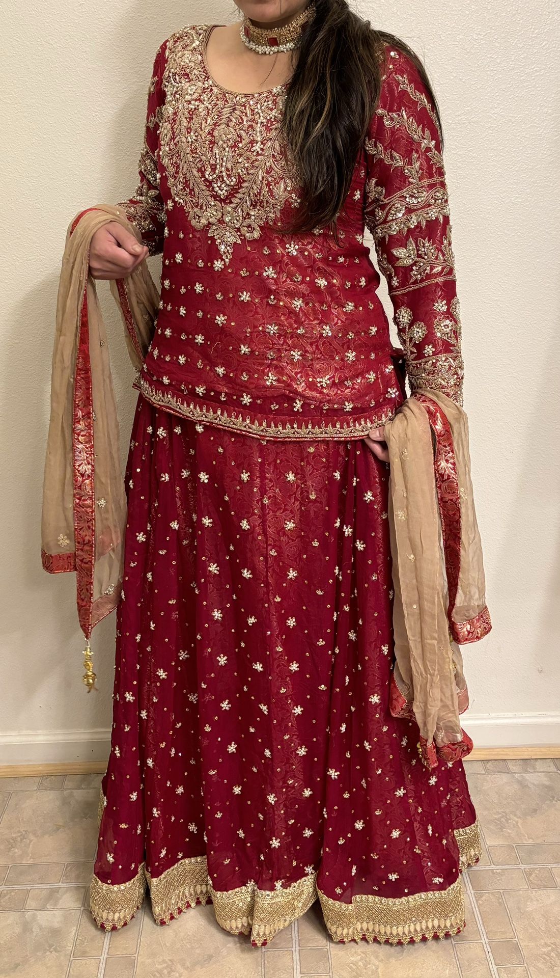 Custom Made Beautiful Brand New wedding party Lehanga 3Pc