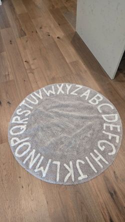 Gray Alphabet Rug - 46" Diameter