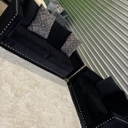 Black Nice 2pc Sofa Couch Set (DELIVERY AVAILABLE)