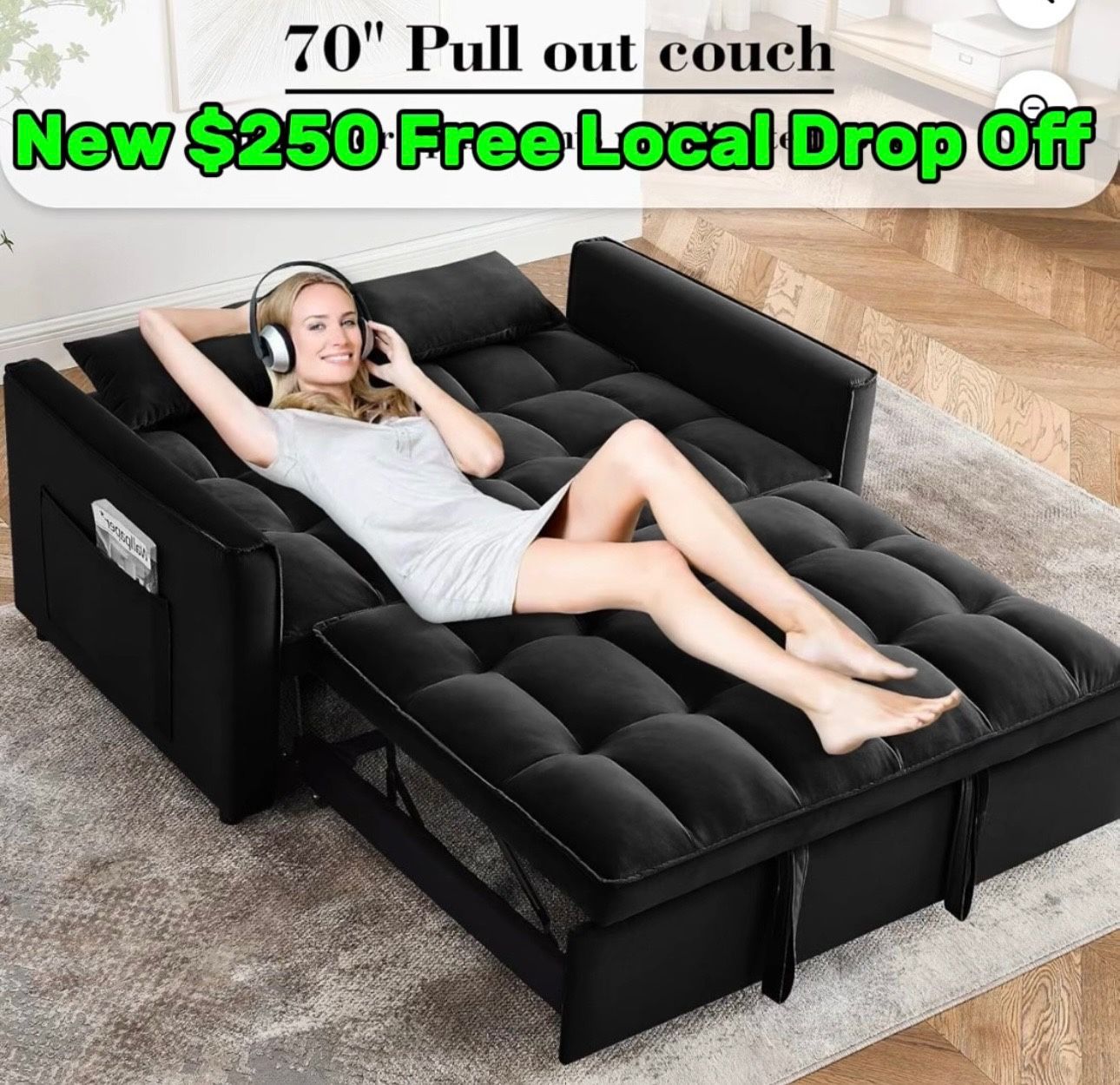 Black Sofa Bed Couch 🛋️ Brand New In Box 📦 Free Local Drop Off 