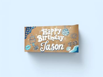 Happy birthday design banner on thick brown paper