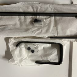 New 2 Pc Matte Black Modern Bathroom Hand And Bath Towel Rack Hanger Set 