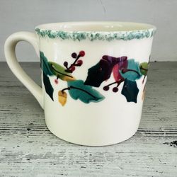 Vintage 80s Hartstone Pottery Large 15 Oz. Mug. Fall leaves, berries and acorns design goes all The way around.  Hand Painted and artist signed.  