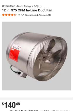 Diversitech (Brand Rating: 4.9/5) 12 in. 975 CFM In-Line Duct Fan