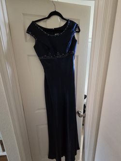 Navy Blue Satin Formal Dress