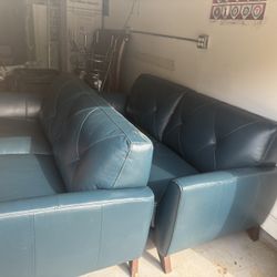 (2) Real Faux Leather Sofa