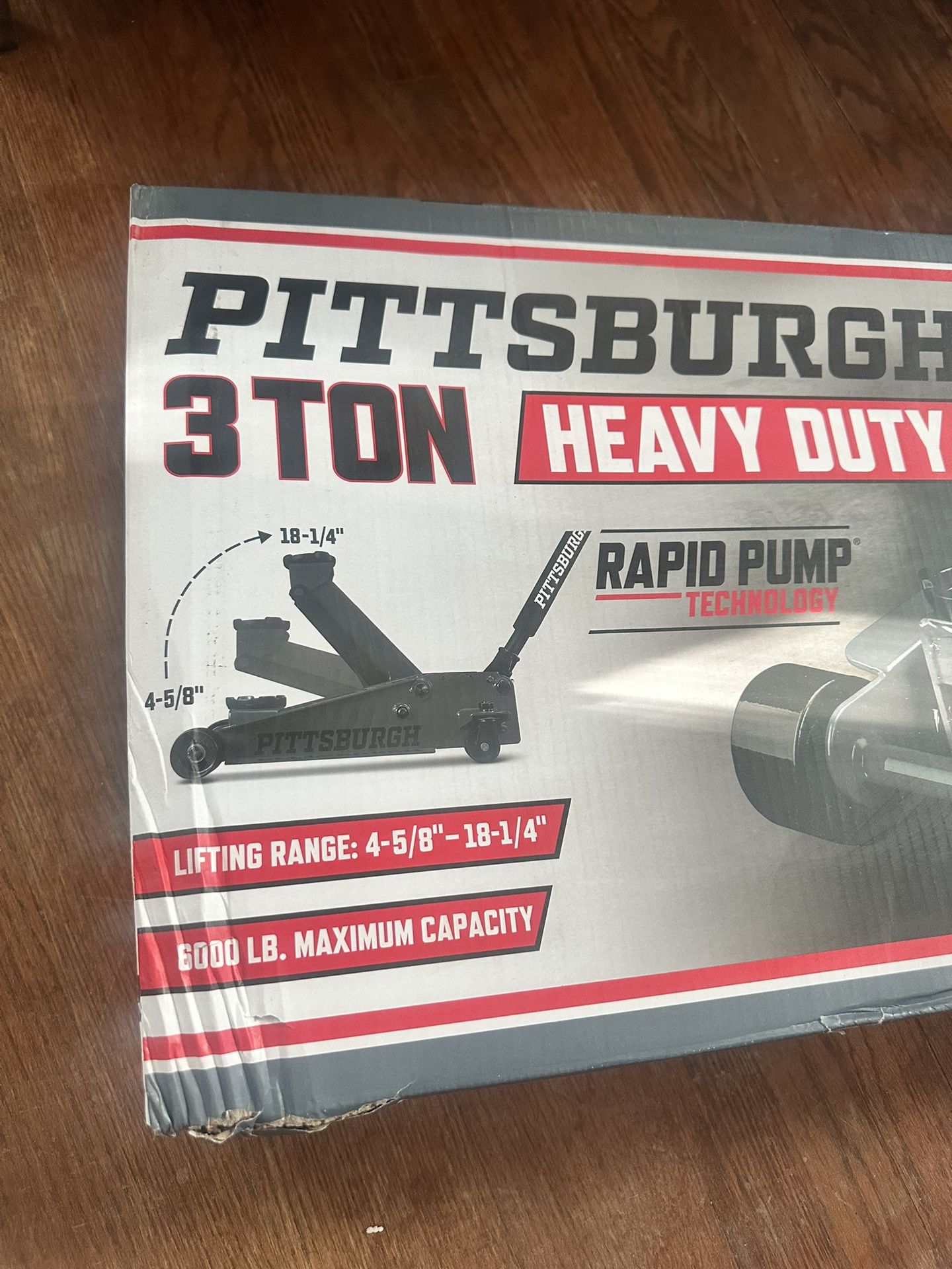PITTSBURGH 3 Ton Low-Profile Floor Jack with RAPID PUMP, Slate Gray