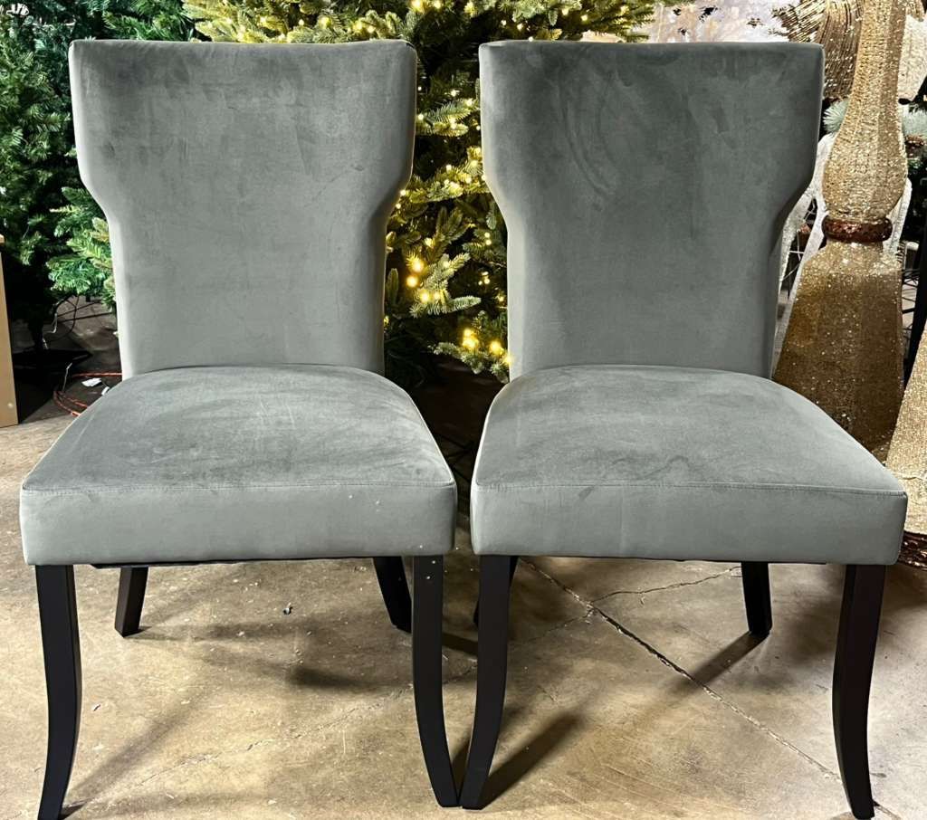 Bontrager Traditional Notched-Back Armless Chairs (Set of 2) - Mink Gray Velvet