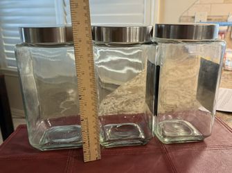 3 Large Glass Jars With Lids