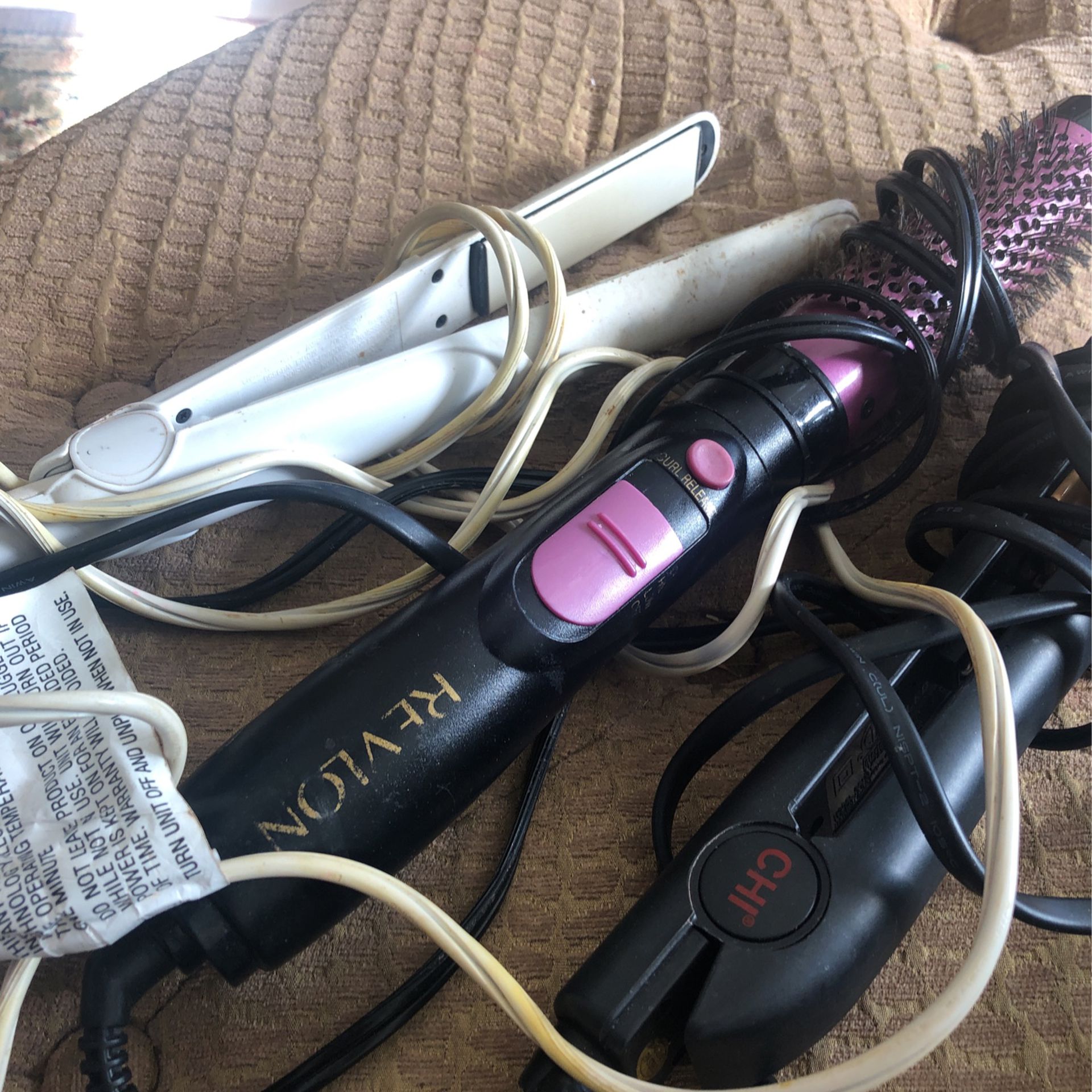 Hair Styling Tools 2 Flat Iron (chi) And A Blower Brush 