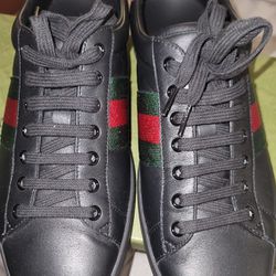 Black Gucci Ace Sneakers Size 10.5/44