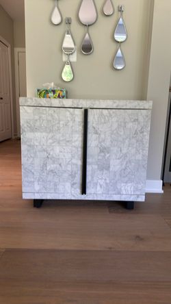 Marble Cabinet with Black Hardware