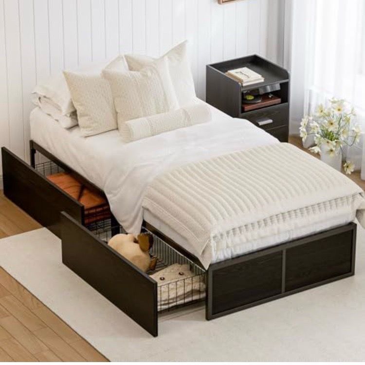 Twin XL bed frame with storage