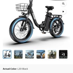 GOKEEP Folding Electric Bike for Adult, 52V 13Ah Removable Battery, 20" Fat Tire & Front Suspension Electric Bicycles, 7-Speed Commuter Ebike, UL2849,