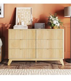 6-Drawer Fluted Wood Dresser