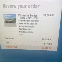 Versa Tube Carport 30‘ X 24‘ Only Six Months Old Paid 6500+ Pre-Engineered Stamped Plans For Another 1700 All For $3000