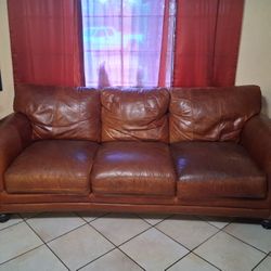 Brown Leather Sofa & Loveseat