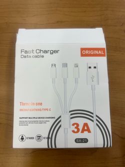 3-in-1 "Fast Charger Data Cable Phone Charger