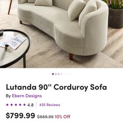 Corduroy Sofa 90”