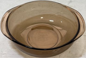 Vintage PYREX 024 Amber Glass Round 2 Quart Casserole Baking Bowl NO LID Brown