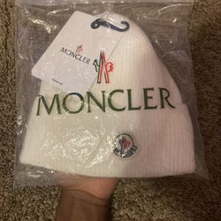 White Moncler Beanie 