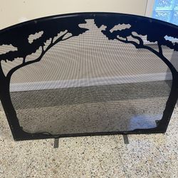 44”W Grand Oak Fireplace Panel Screen Stand