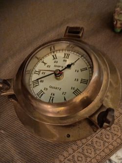 Brass Ship's Time Quartz Porthole Clock