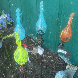Hand-Blown Glass Garden Stakes