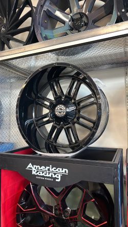 22x12 GLOSS BLACK 6 LUG WHEELS