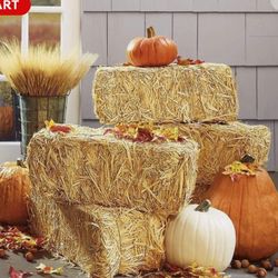 Hay Bales And Corn Stalk