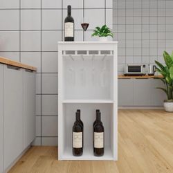 Newly assembled Small Bar Cabinets for Home with Wine Glass Rack, Farmhouse Liquor Cabinet