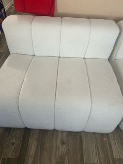 White Boucle Modular Sofa Section