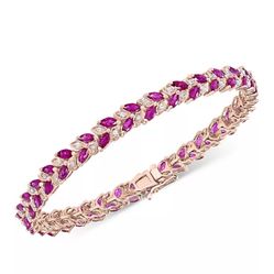  EFFY® Ruby (6-1/10 ct. t.w.) & Diamond (3/8 ct. t.w.) Tennis Bracelet in 14k Rose Gold