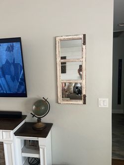 Rustic Farmhouse Triple Panel Wall Mirror