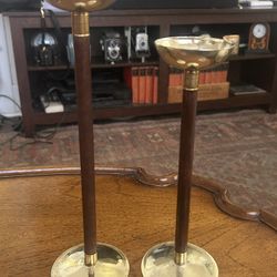 Teak to me; Classic Midcentury Teak and Metal Candleholders (As Found):