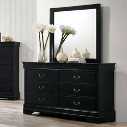 Brand new black dresser +  mirror