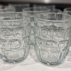 VINTAGE CLEAR GLASS THUMBPRINT BEER MUGS 5"h HEAVY
