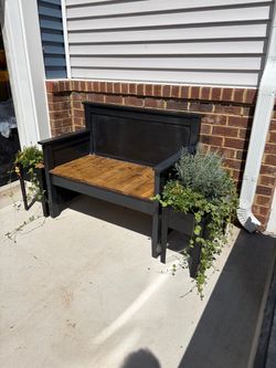 Wooden Bench from re purposed headboard and footboard