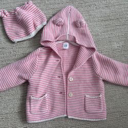 Baby Girl Gap Knit Sweater & Hat Set – Size 6–12 Months 