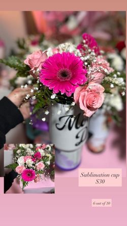 Sublimation cup with flowers for Mother’s Day