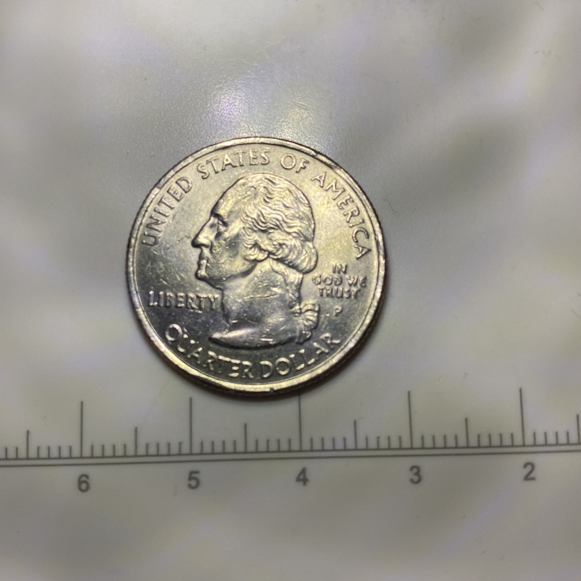 2007-P Washington Wyoming State Quarter-Rev Die Chip Error
