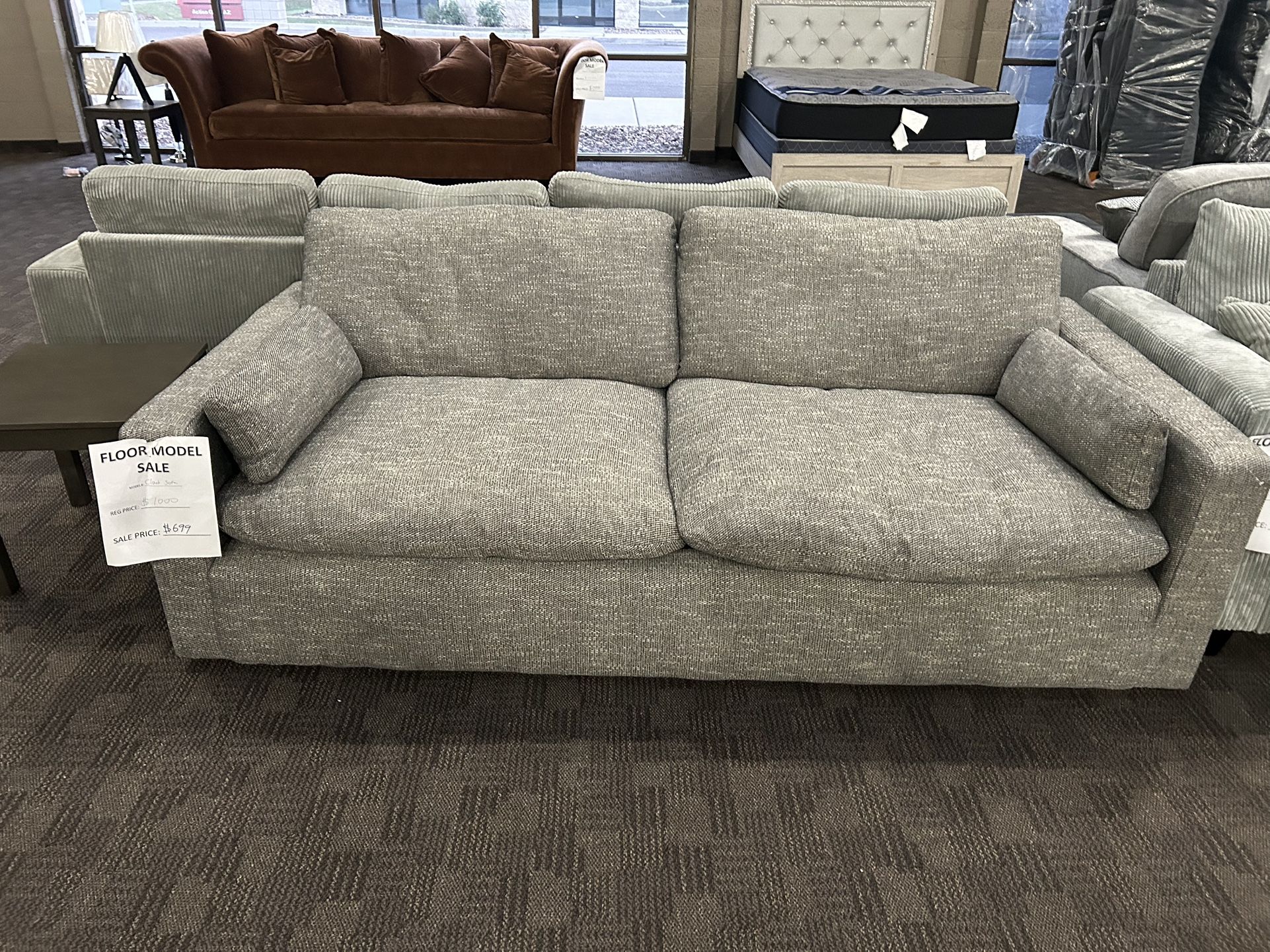 Gray Linen Cloud Sofa