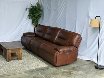 Leather power recliner couch