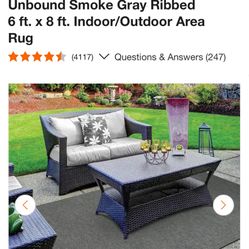 TrafficMaster Unbound Smoke Gray Ribbed 6 ft. x 8 ft. Indoor/Outdoor Area Rug