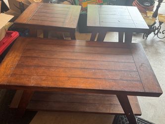 Dark Wood Nesting Coffee Tables Set of 3