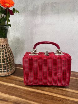 Vintage 1950s Purse | Wicker | Red | Handbag | Everyday | 50s | 1960s
