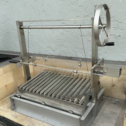 New Stainless Steel Outdoor Charcoal BBQ Parrilla Santa Maria / Argentine Grill Spit With Rostisserie